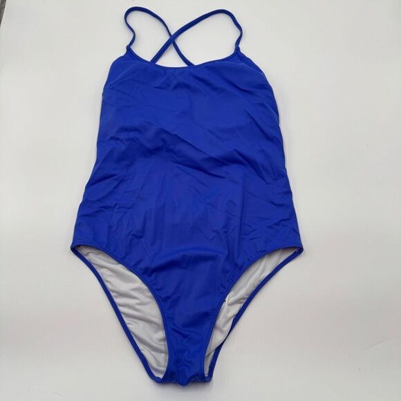 Pink By Victoria’s Secret Blue Cross Back One Piece Swimsuit Sz M - Picture 1 of 7